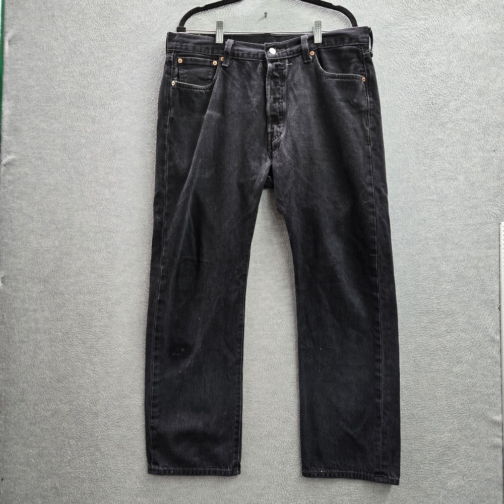 Levi's 501 Men Jeans 36X30 Black Denim Original Fit Straight Leg Button Fly READ